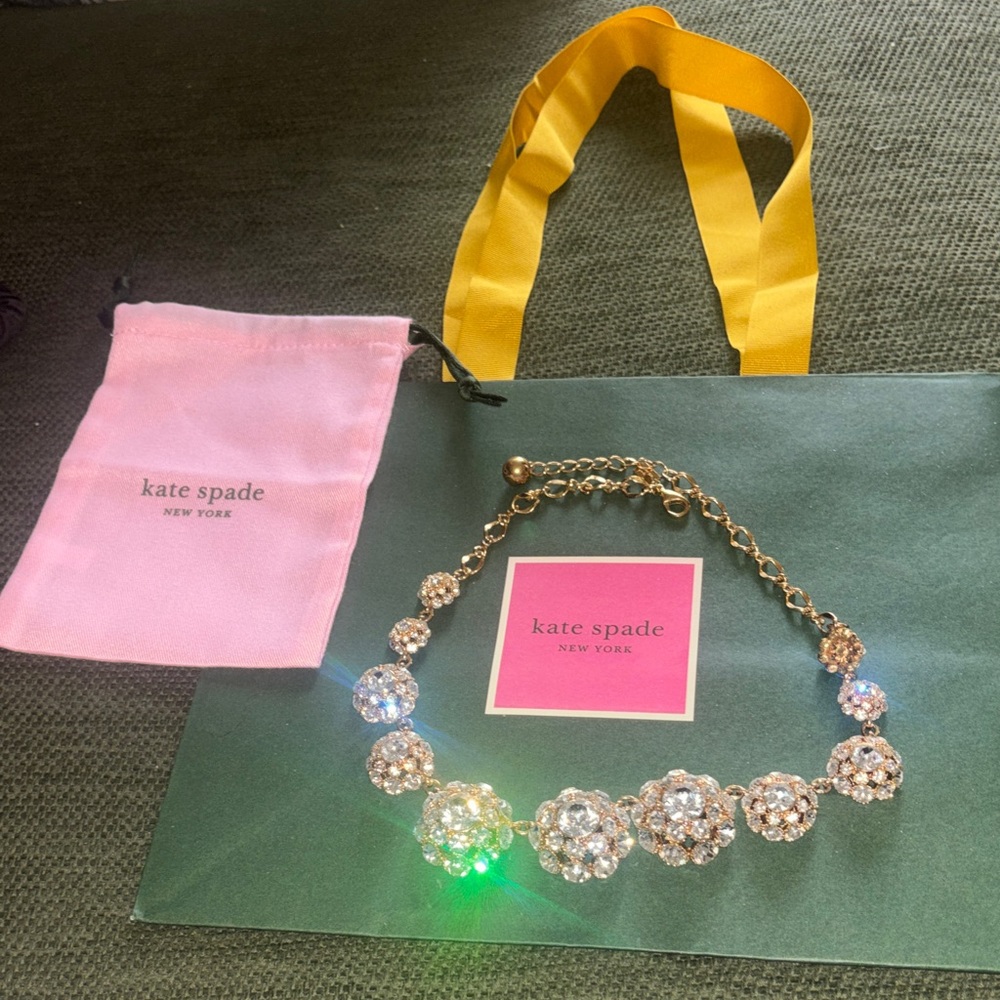 kate spade Gold Crystal Floral Cluster Necklace